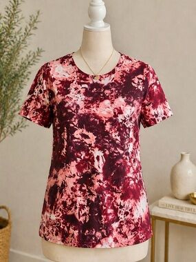 Under Armour Burgundy and Pink Tie-Dye Short Sleeve Tee